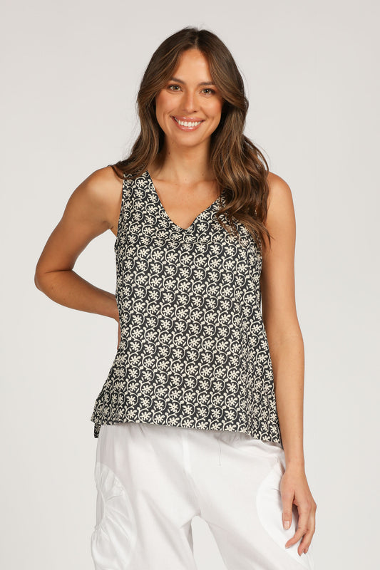 Top V Neck Cotton - Celestia Indigo Blue