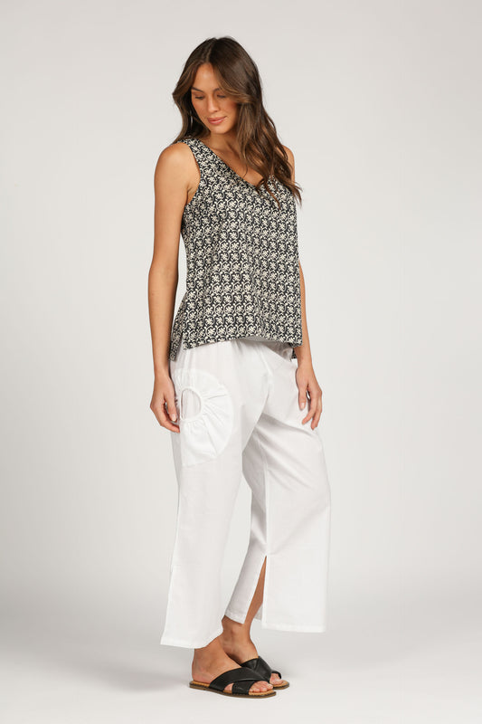 Top V Neck Cotton - Celestia Indigo Blue