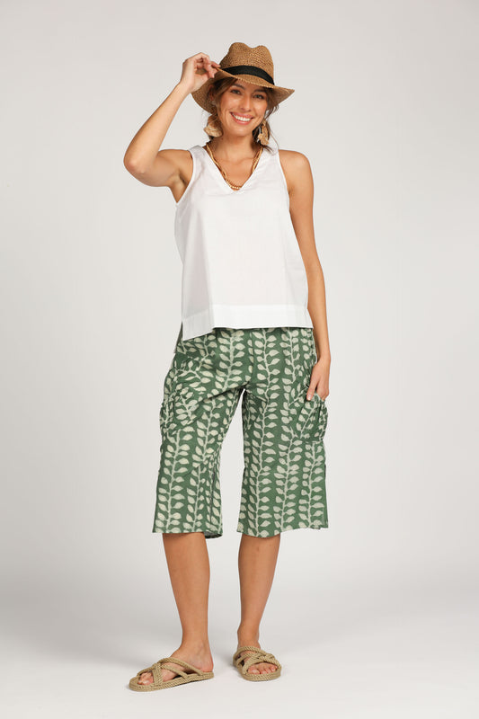 Pant Kimaya Short Sacred Vine Green Cotton