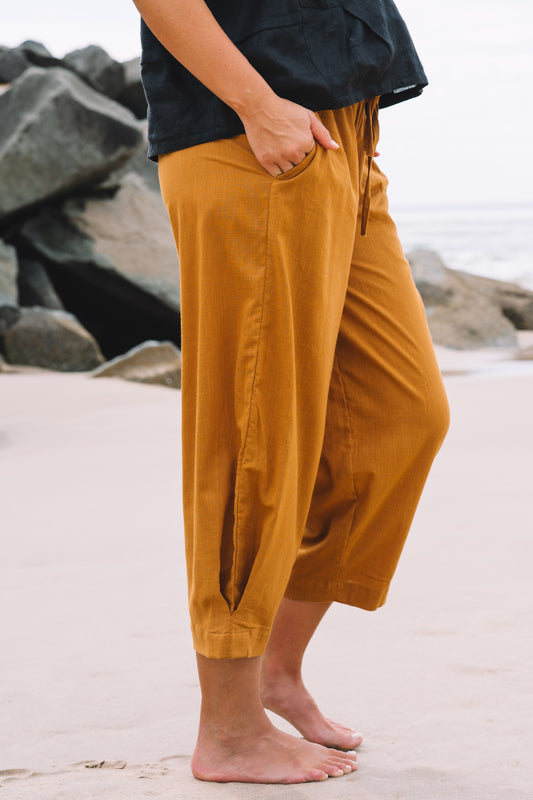 Pant Devi - Mustard Cotton Slub