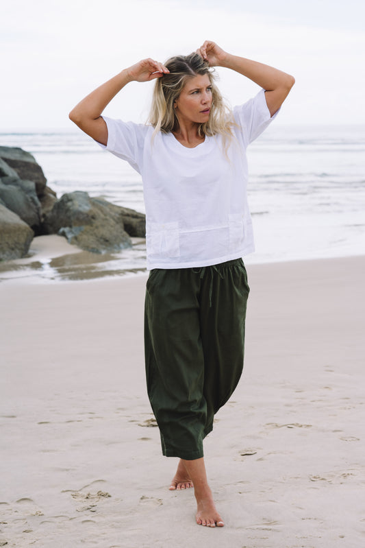 Pant Devi - Deep Olive - Cotton Slub