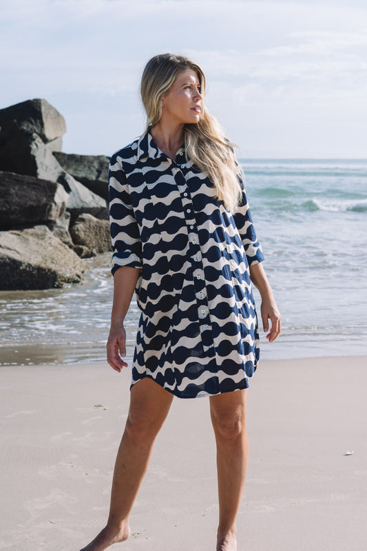 Dress Clio - Mala Navy Ecru Cotton