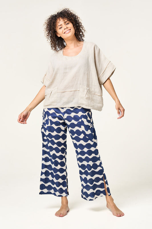 Pant Jaya - Mala Navy and Ecru