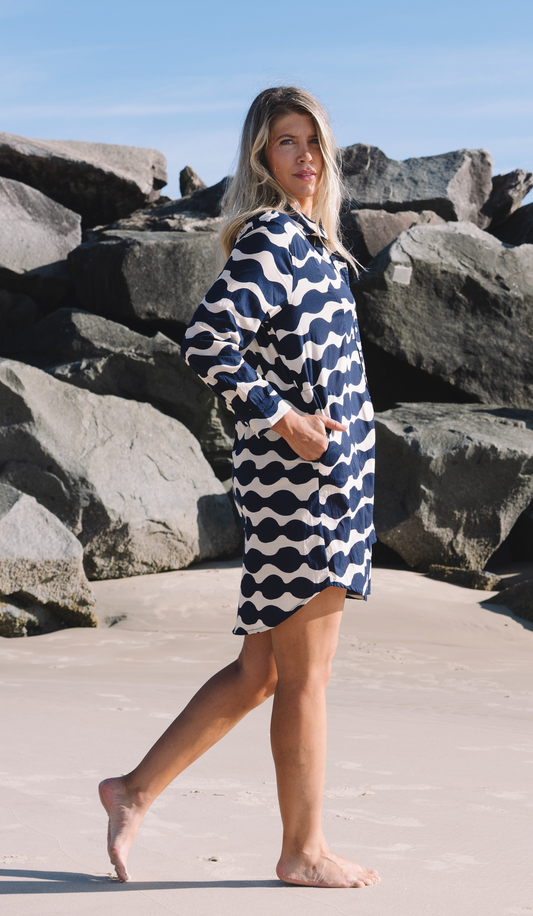 Dress Clio - Mala Navy Ecru Cotton