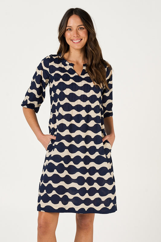 Dress Fleur - Mala Navy and Ecru