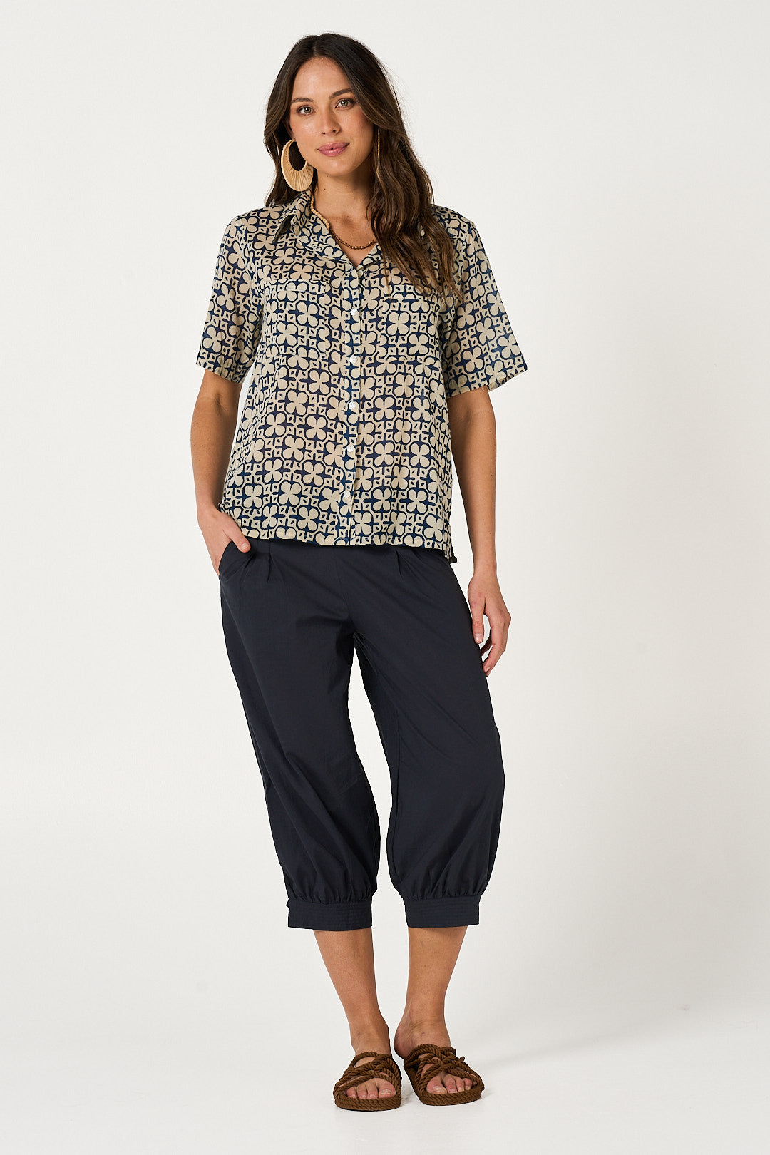 Shirt Maya - Mumtaz French Blule and Ecru Cotton Voile