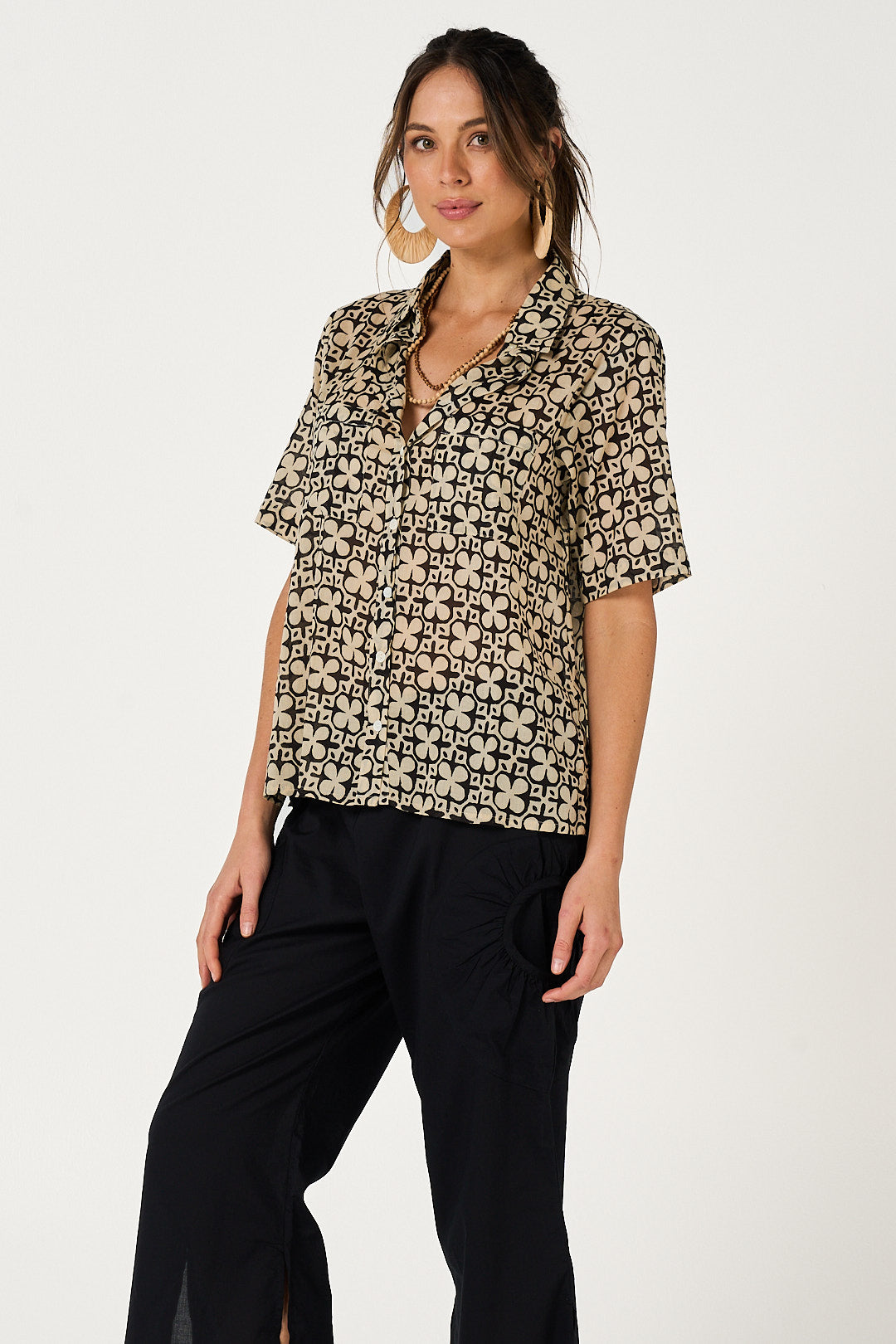 Shirt Maya - Mumtaz Black and Ecru Cotton Voile