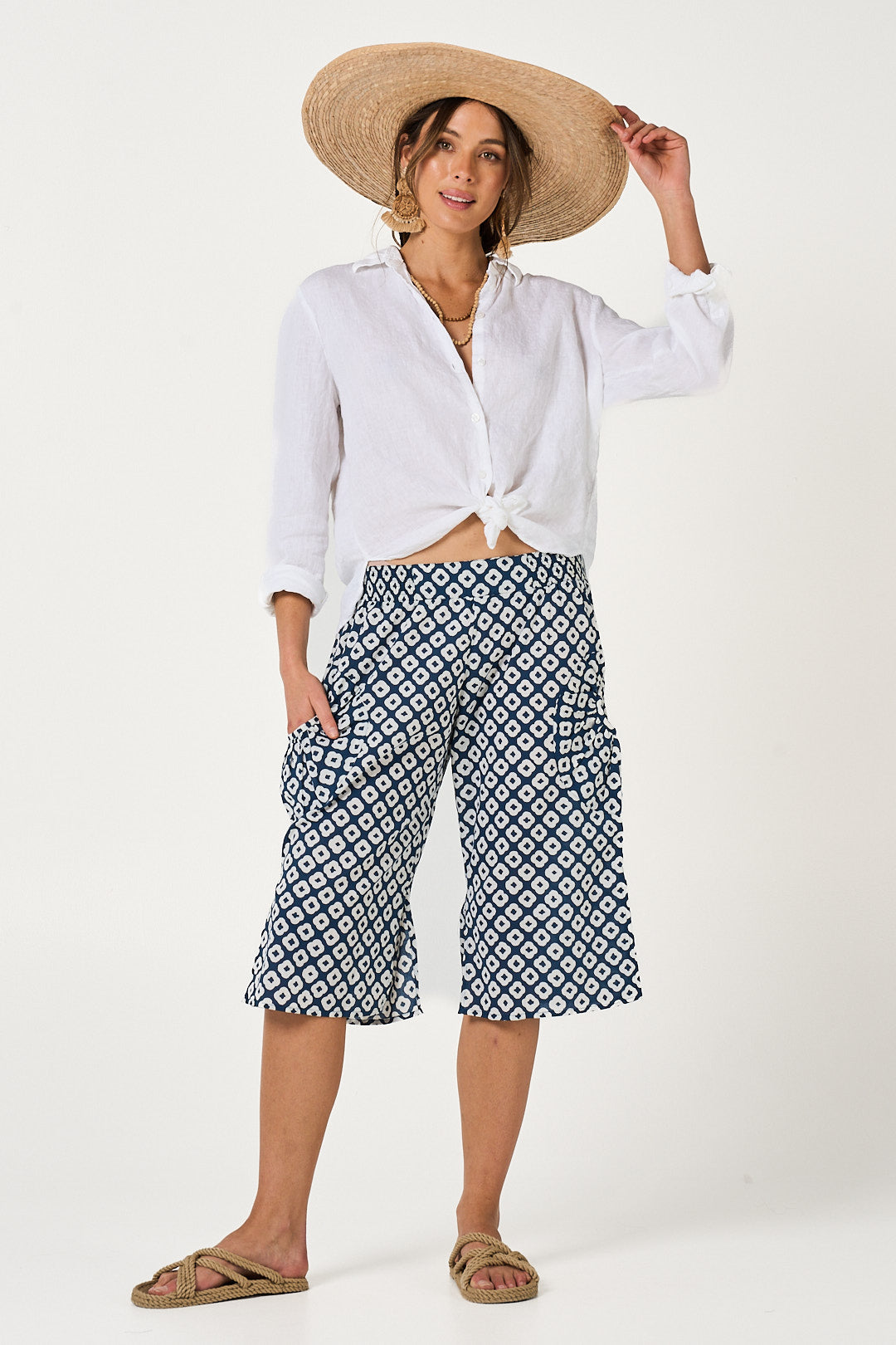 Pant Kimaya Short Palladio Blue Cotton