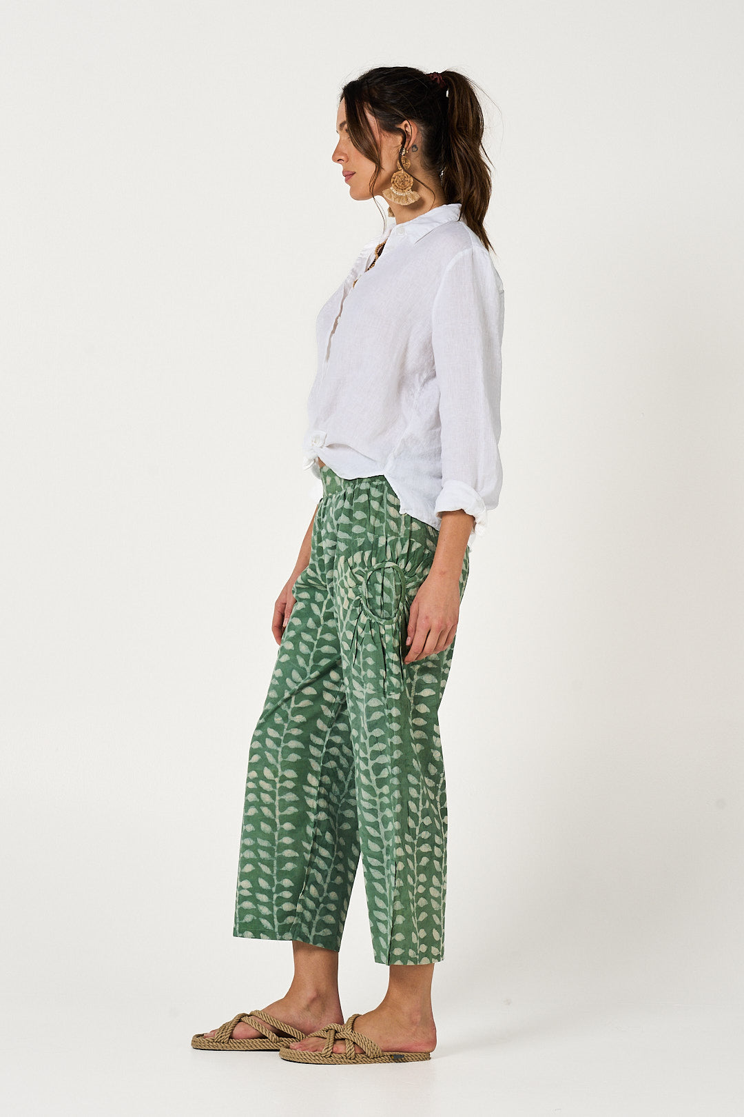 Pant Jaya - Sacred Vine Green Handblock Cotton