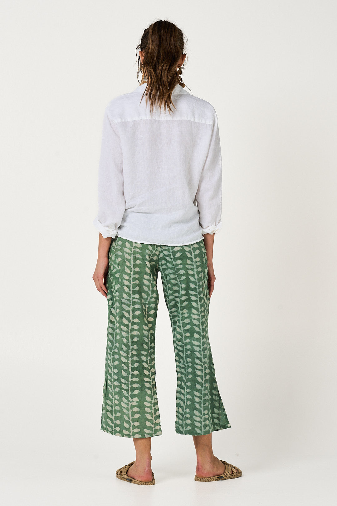 Pant Jaya - Sacred Vine Green Handblock Cotton