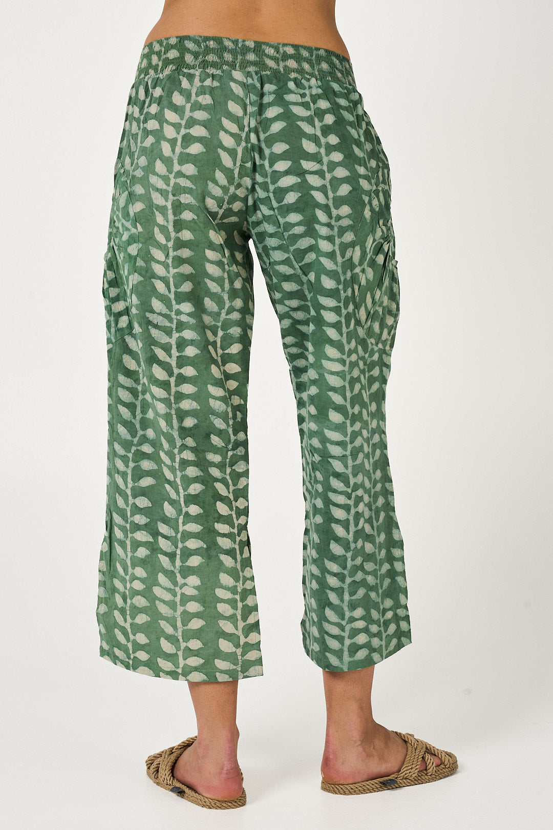 Pant Jaya - Sacred Vine Green Handblock Cotton