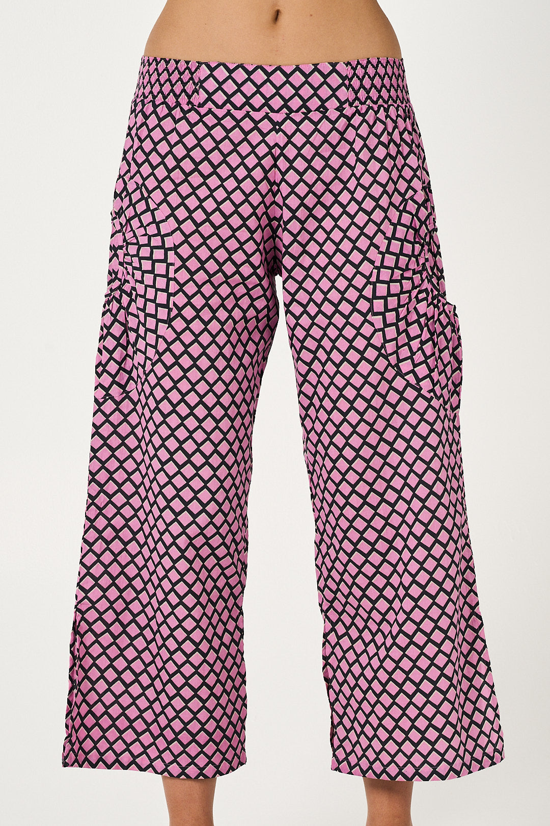 Pant Jaya - Prism Pink and Navy Cotton