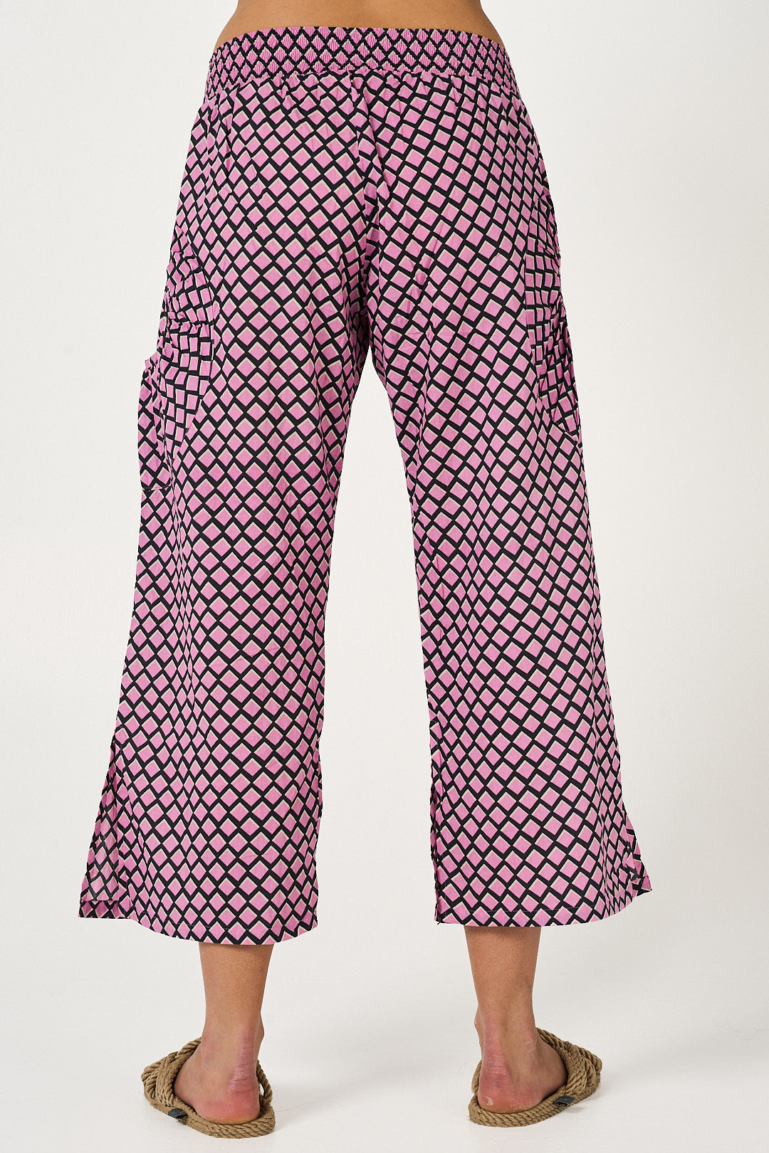 Pant Jaya - Prism Pink and Navy Cotton