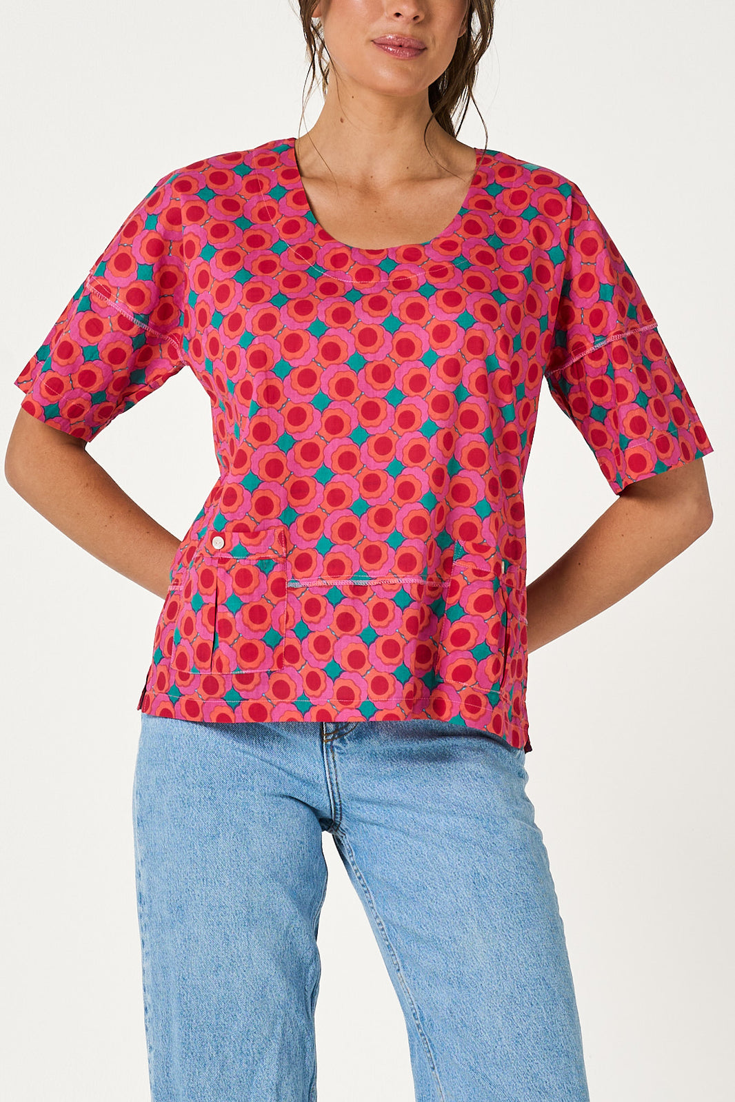 Duva Printed Cotton Top