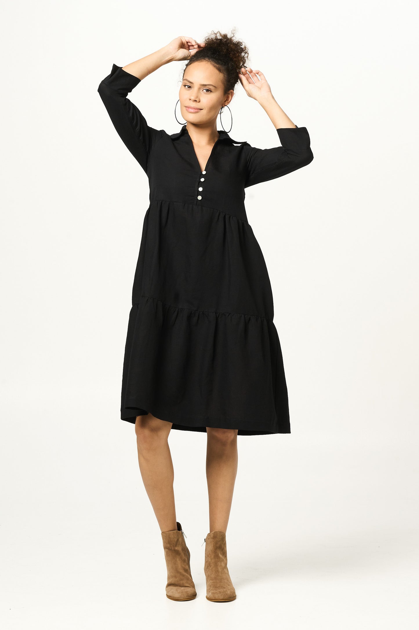 Dress Aspara - Black Linen Cotton