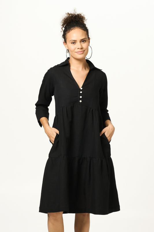 Dress Aspara - Black Linen Cotton