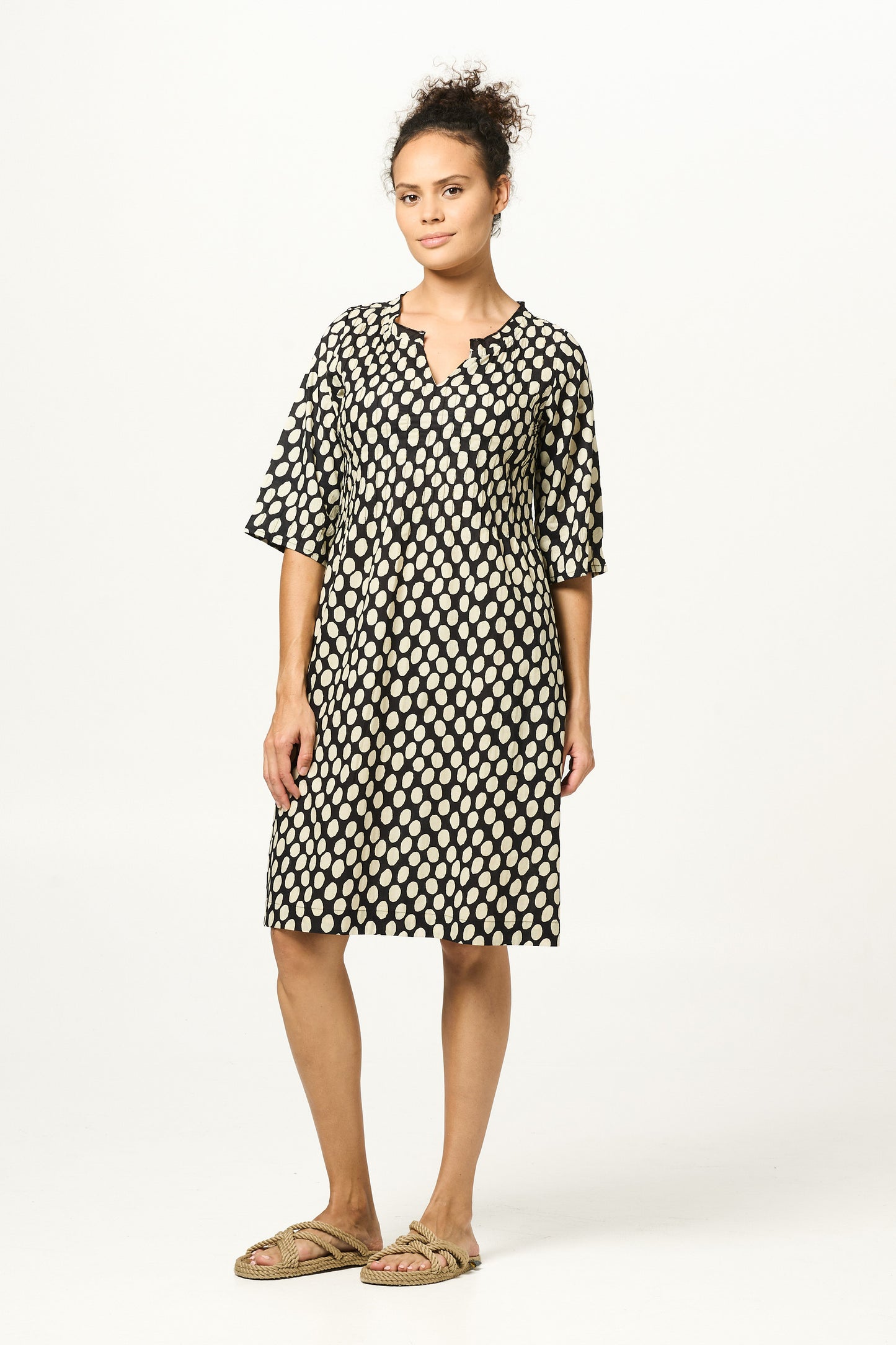 Dress Fleur -  Black Spot Cotton Handblock