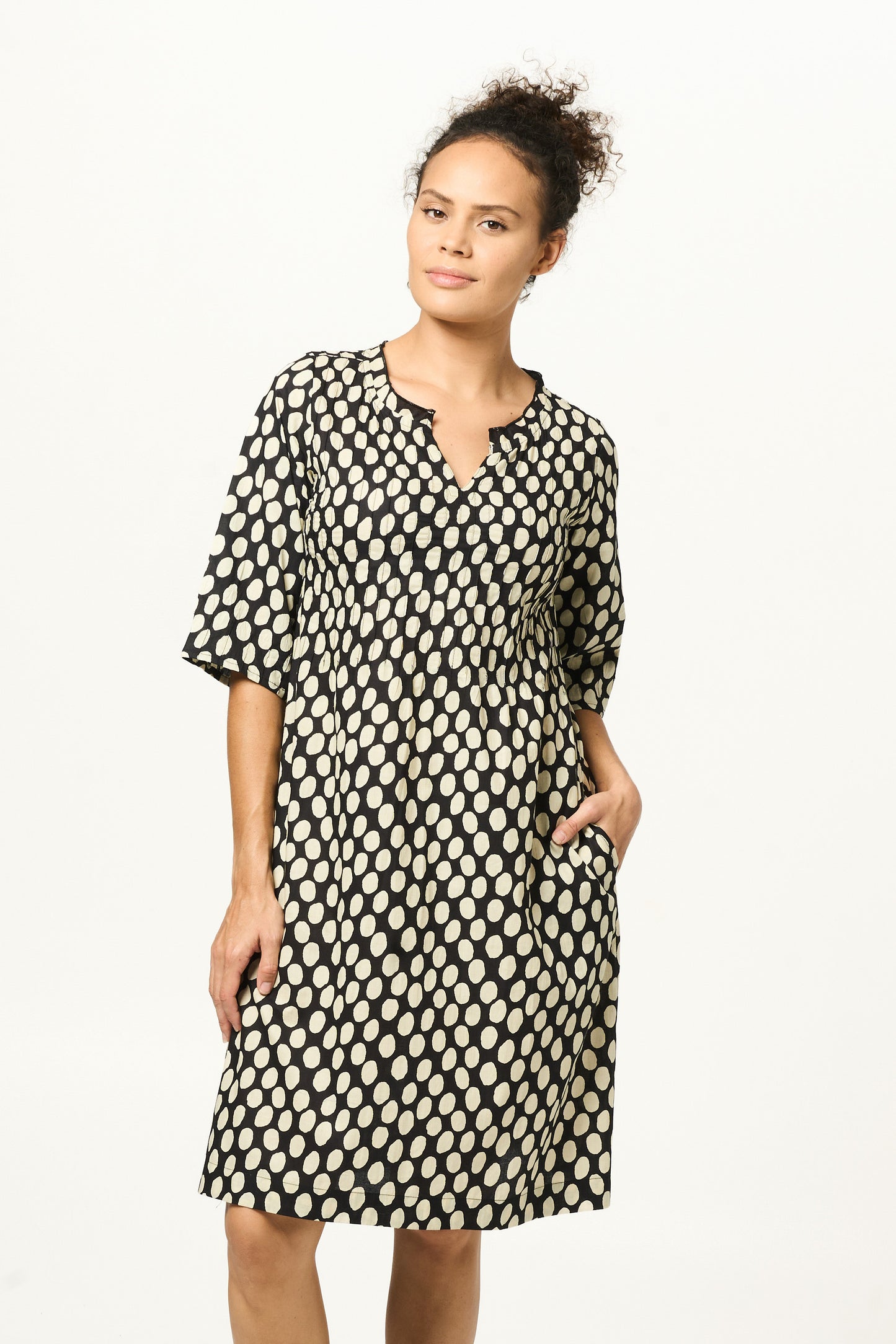 Dress Fleur -  Black Spot Cotton Handblock