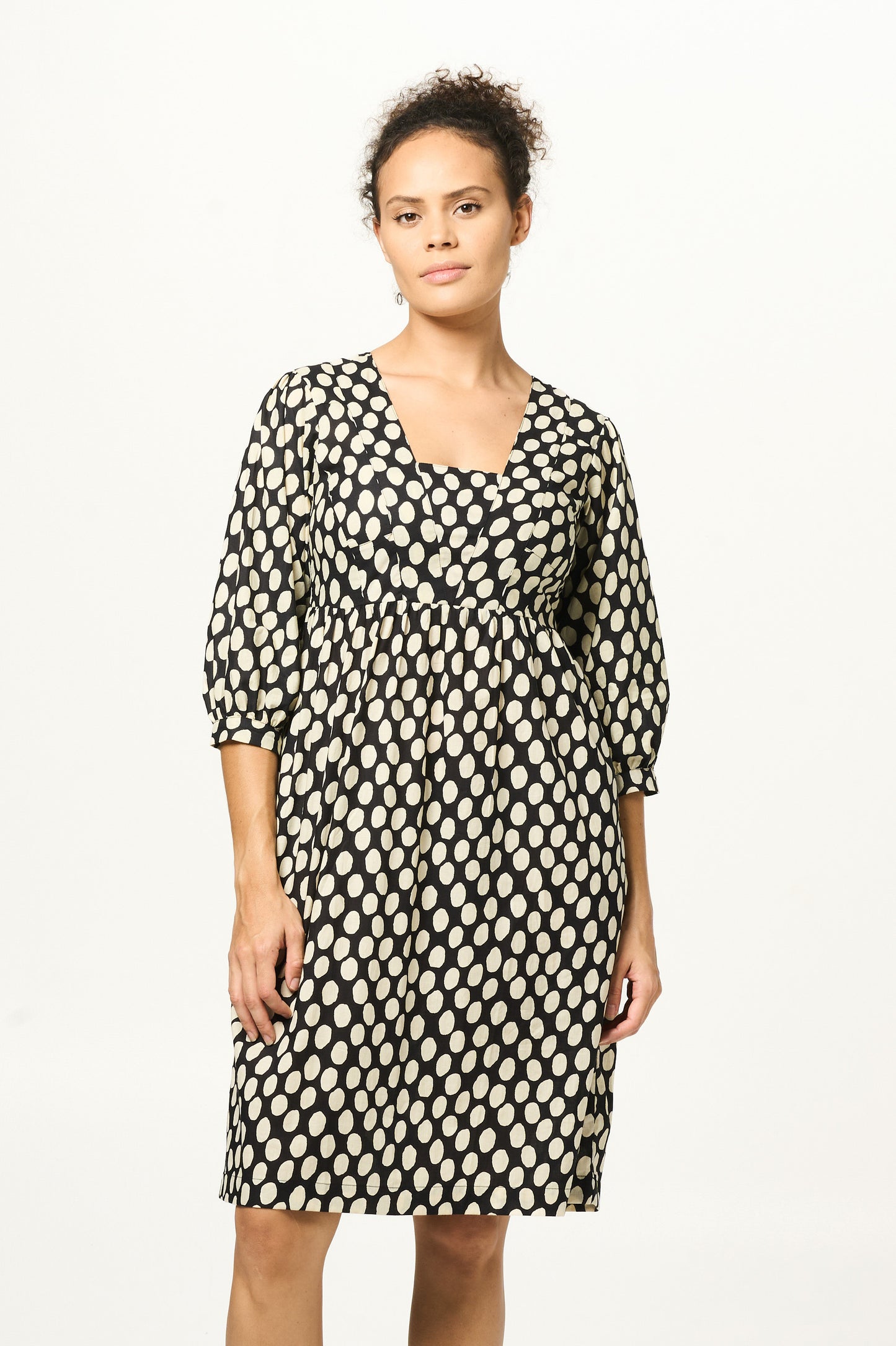 Dress Venus - Black Spot Cotton Handblock