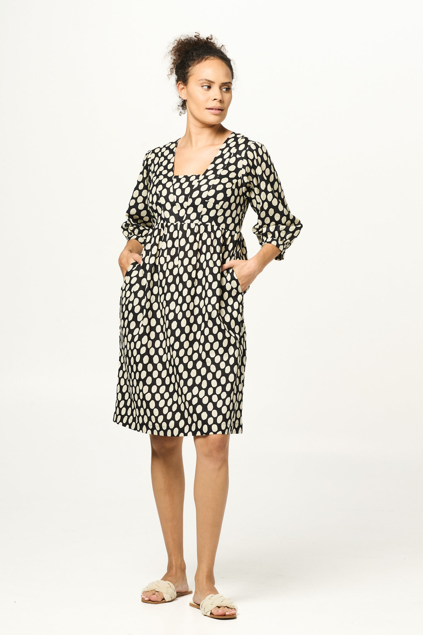 Dress Venus - Black Spot Cotton Handblock