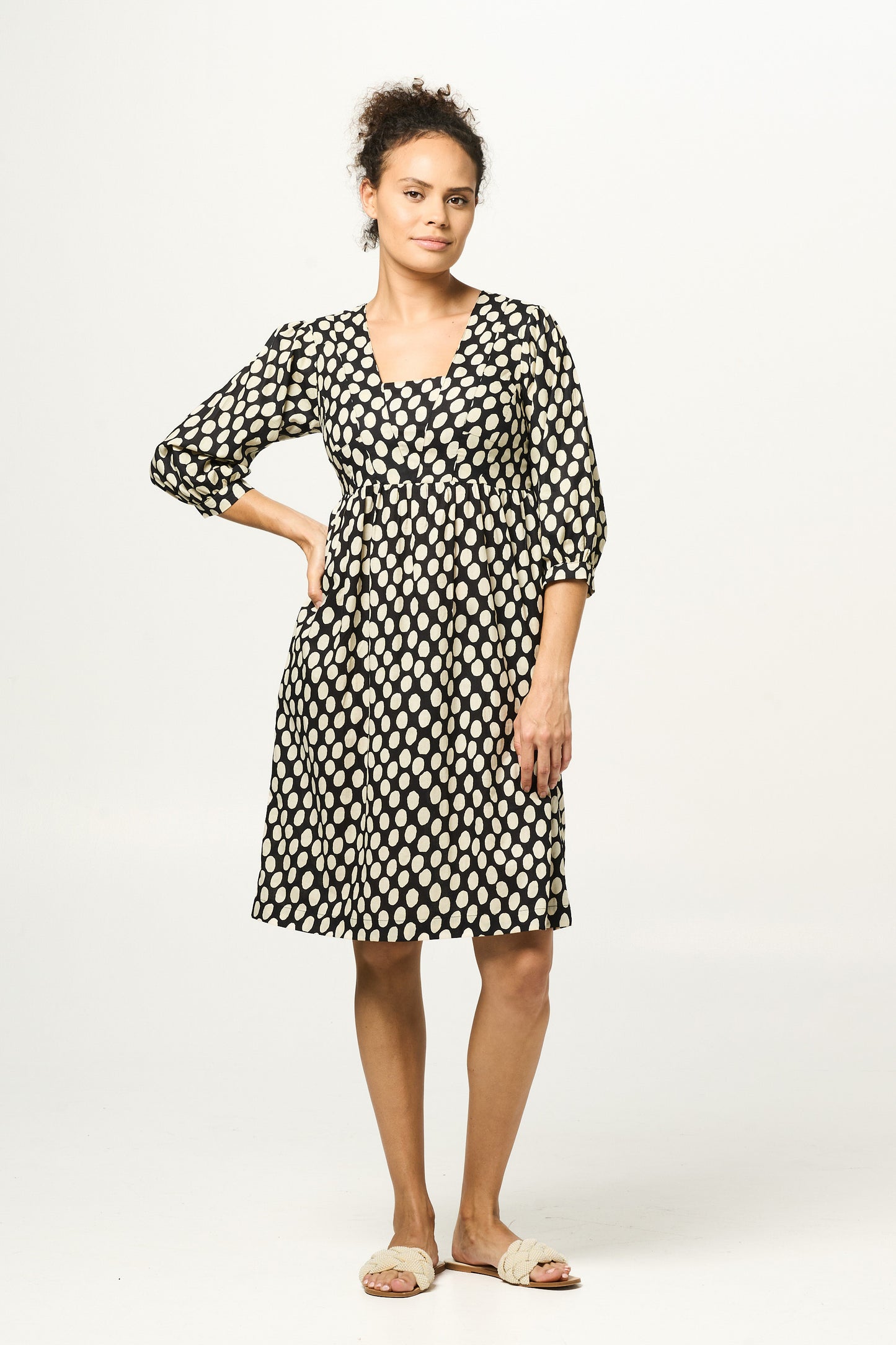 Dress Venus - Black Spot Cotton Handblock