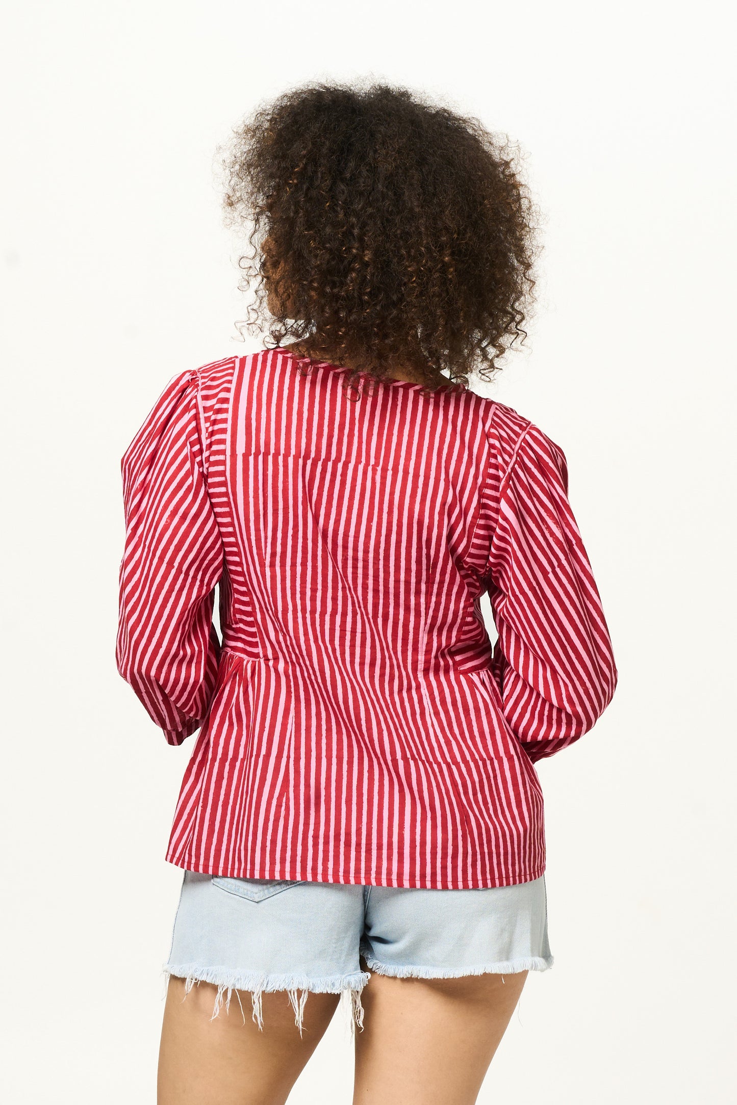 Top Arpana - Crimson Stripe Cotton Handblock