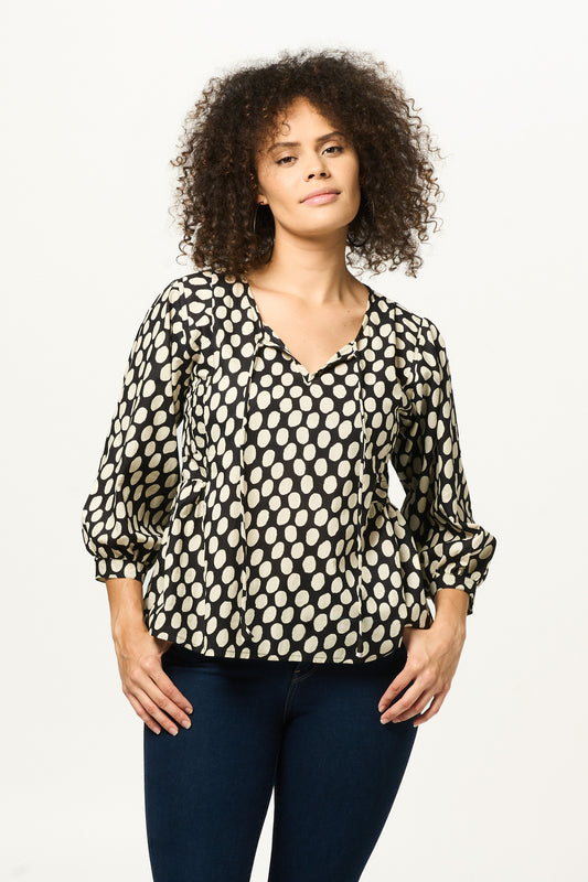 Top Arpana - Black Spot Cotton Handblock