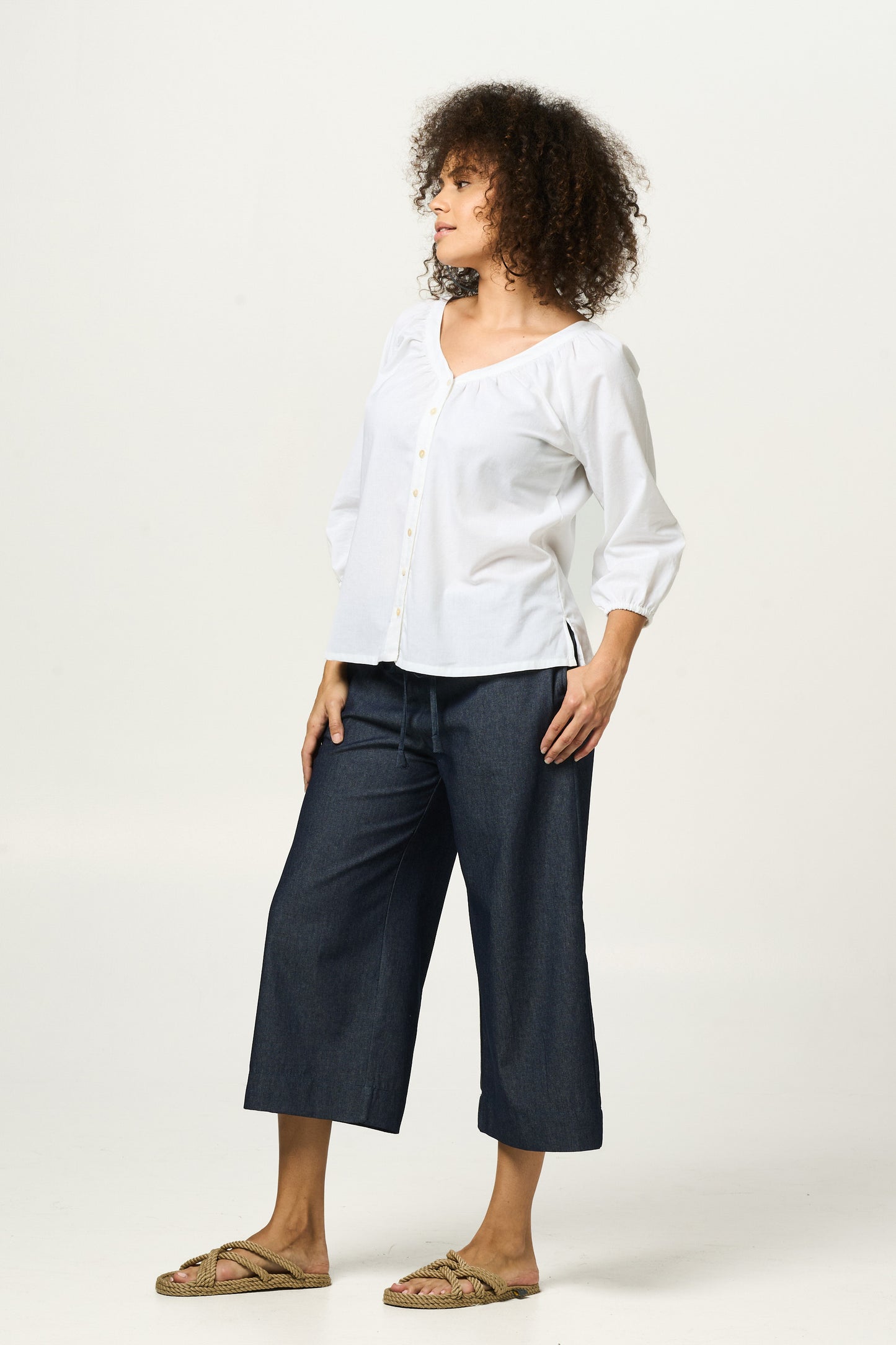 Top Peasant - White Cotton