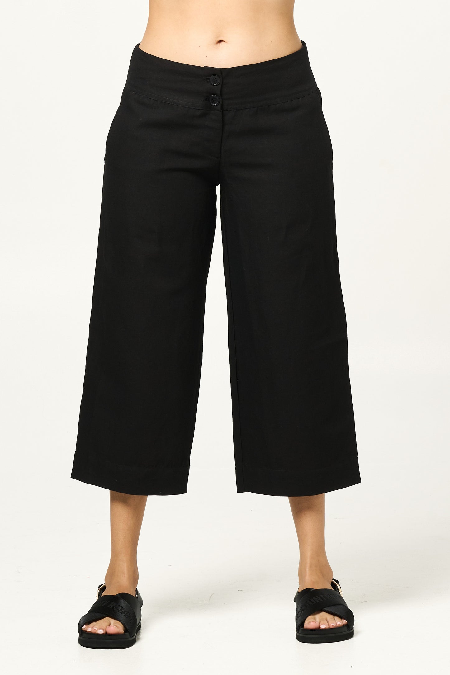 Pant Gita- Black Cotton Linen Blend