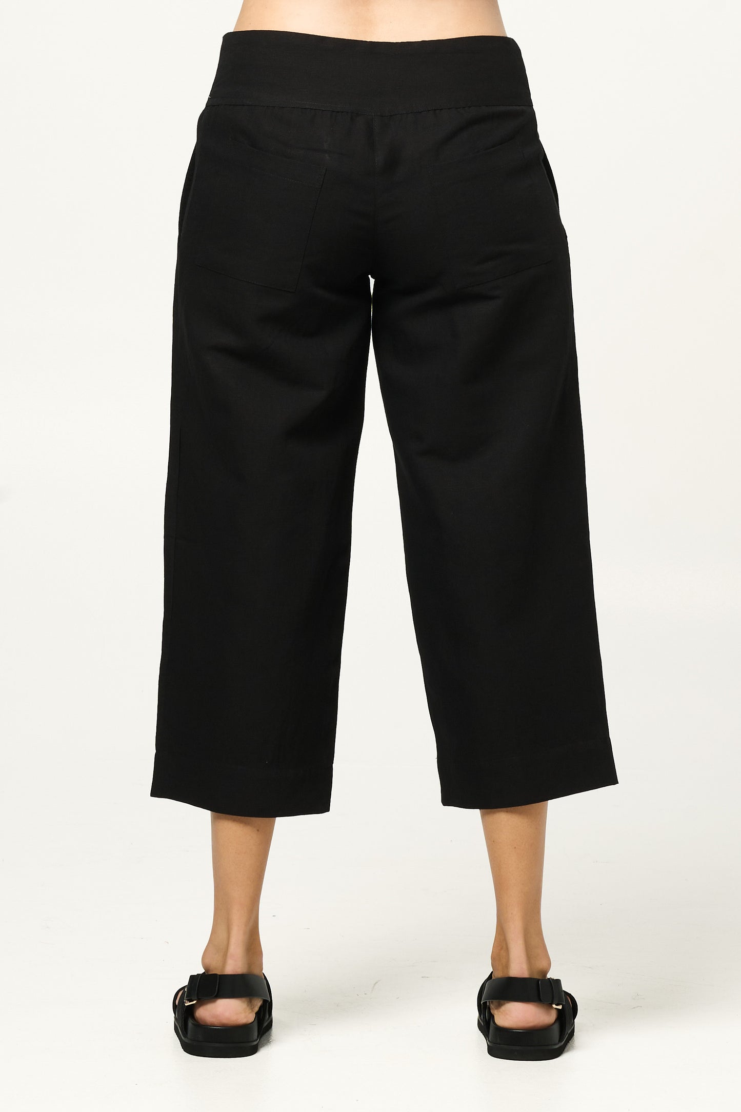 Pant Gita- Black Cotton Linen Blend