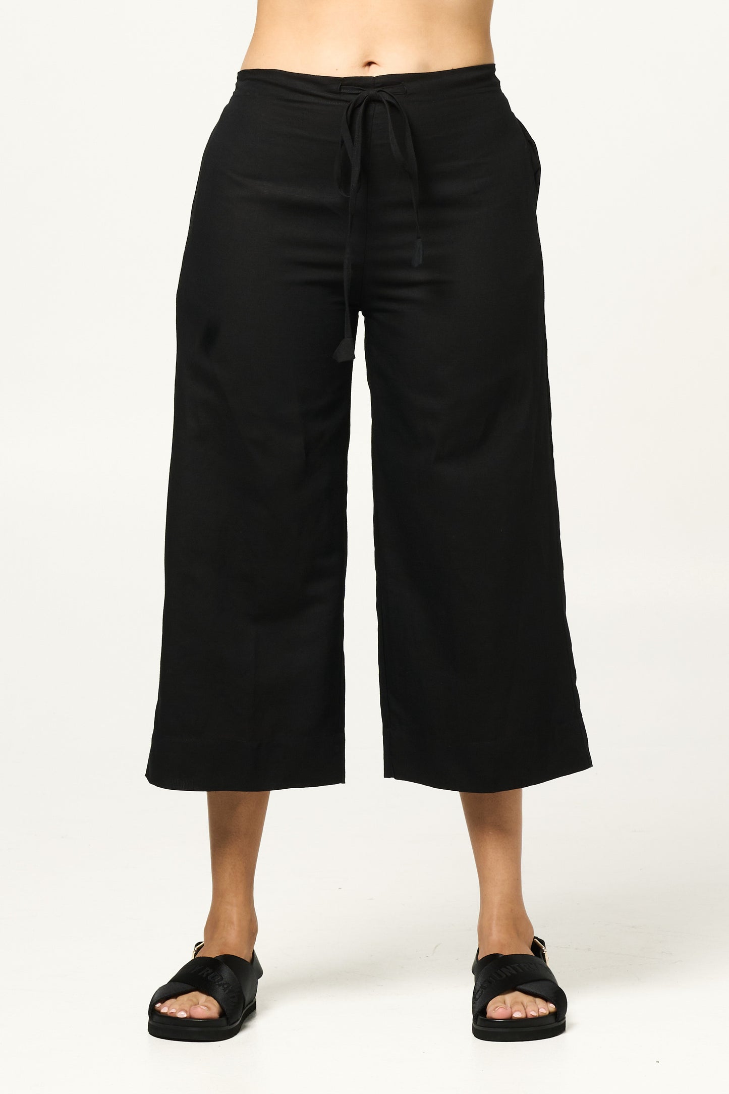 Pant Lounge - Black Cotton Linen Blend