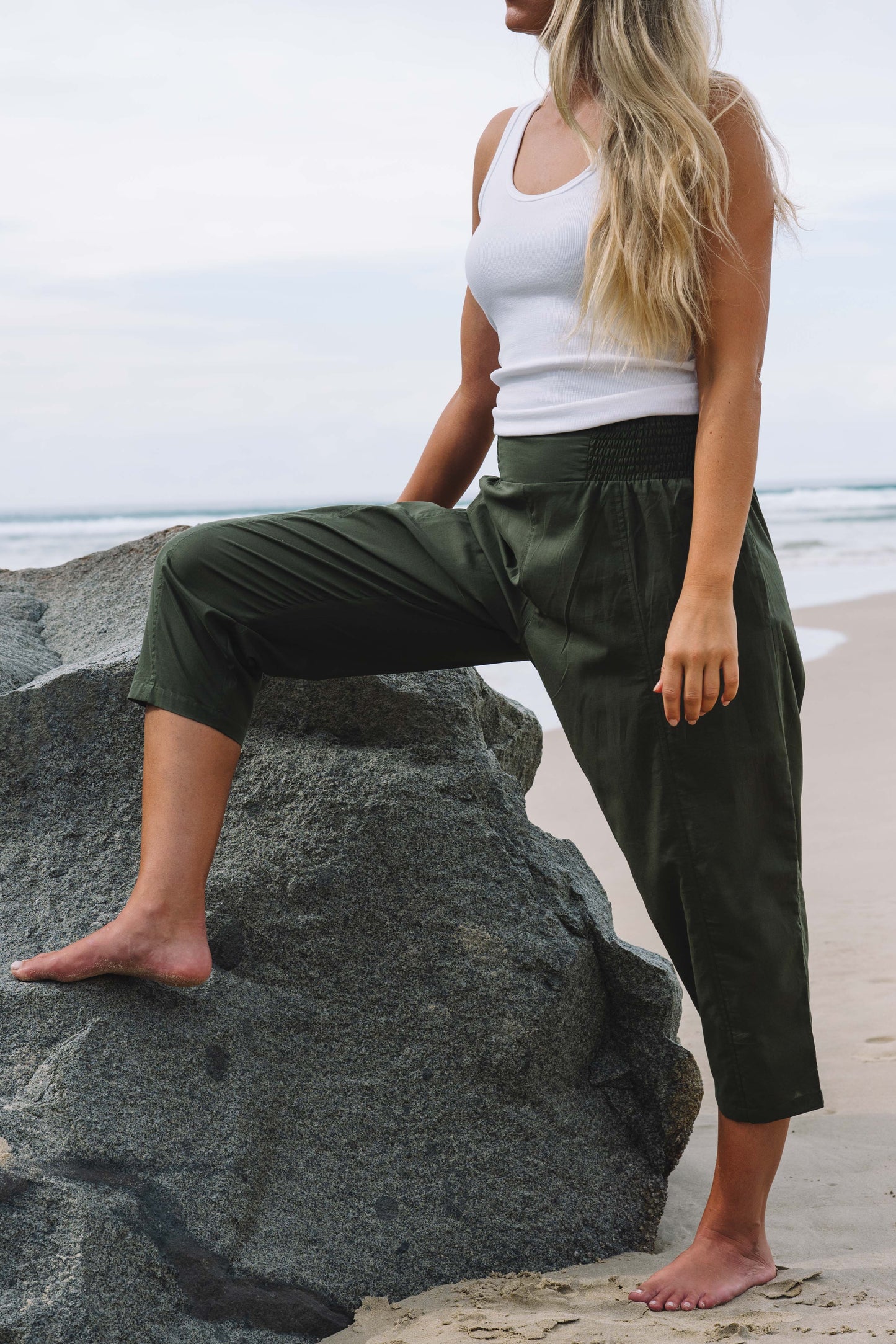 Pant Yoga - Olive Cotton