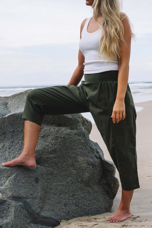 Pant Yoga - Olive Cotton