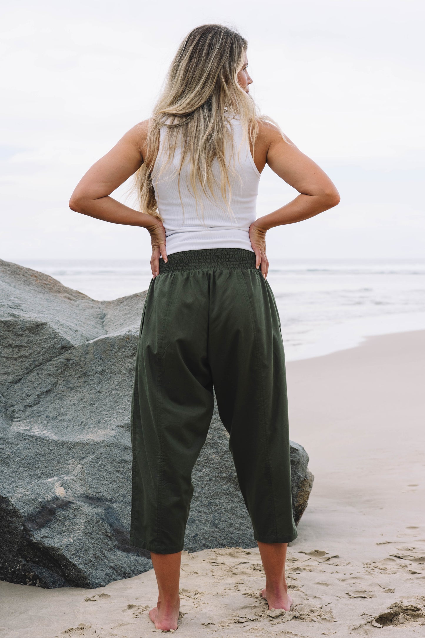 Pant Yoga - Olive Cotton