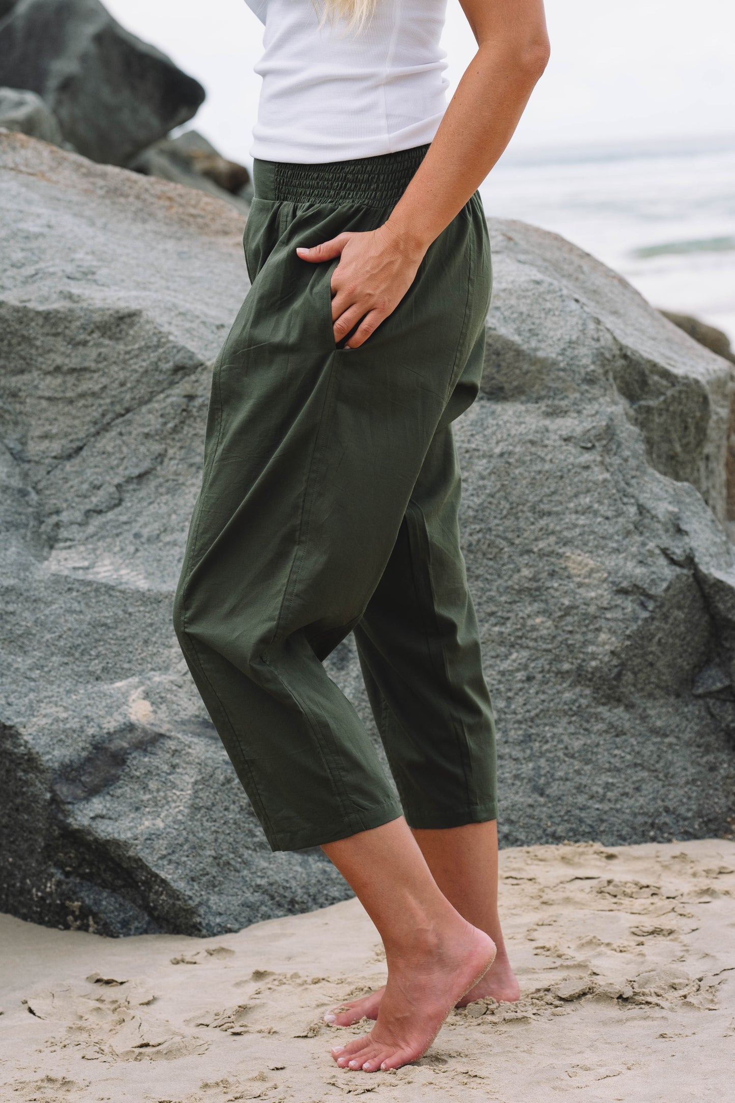 Pant Yoga - Olive Cotton