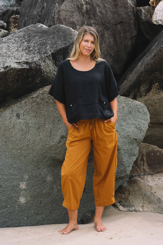 Pant Devi - Mustard Cotton Slub
