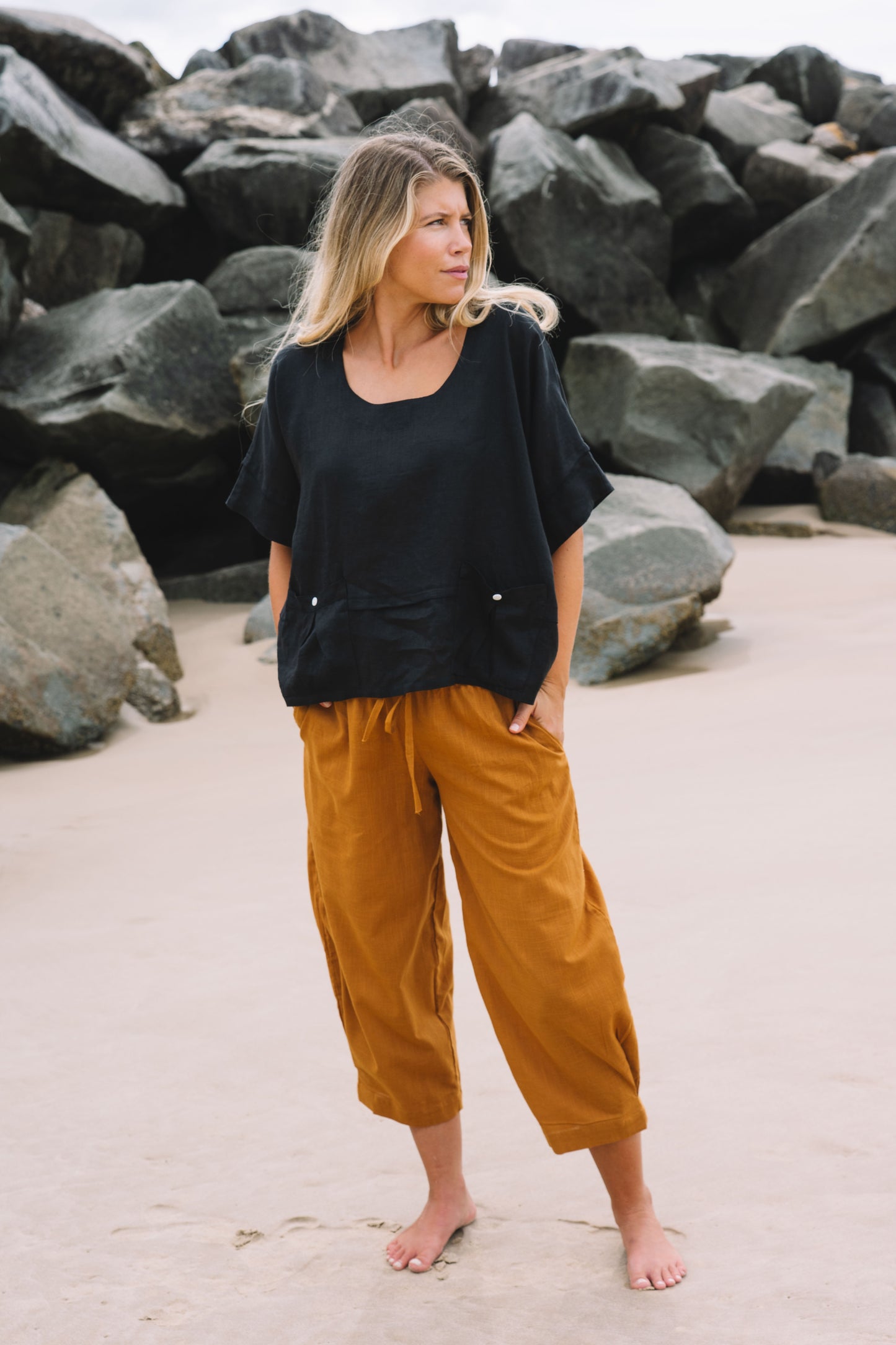 Pant Devi - Mustard Cotton Slub