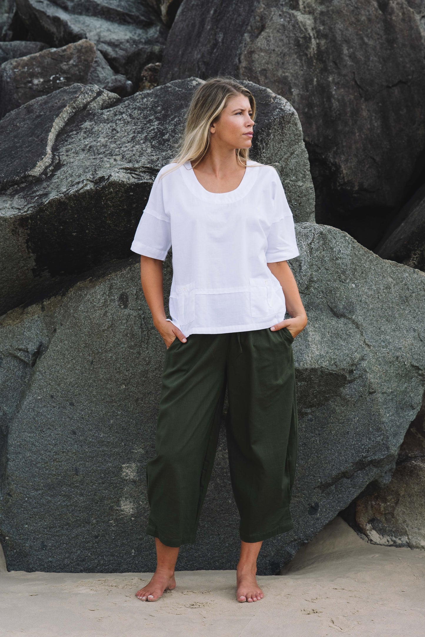 Pant Devi - Deep Olive - Cotton Slub