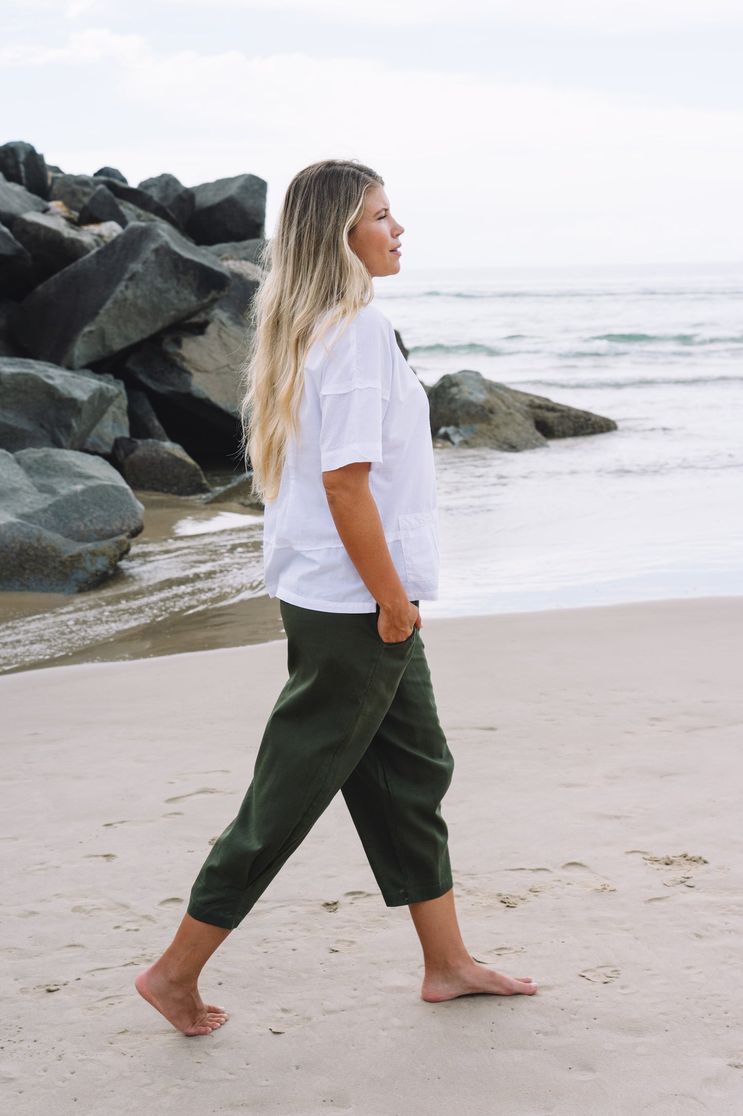 Pant Devi - Deep Olive - Cotton Slub