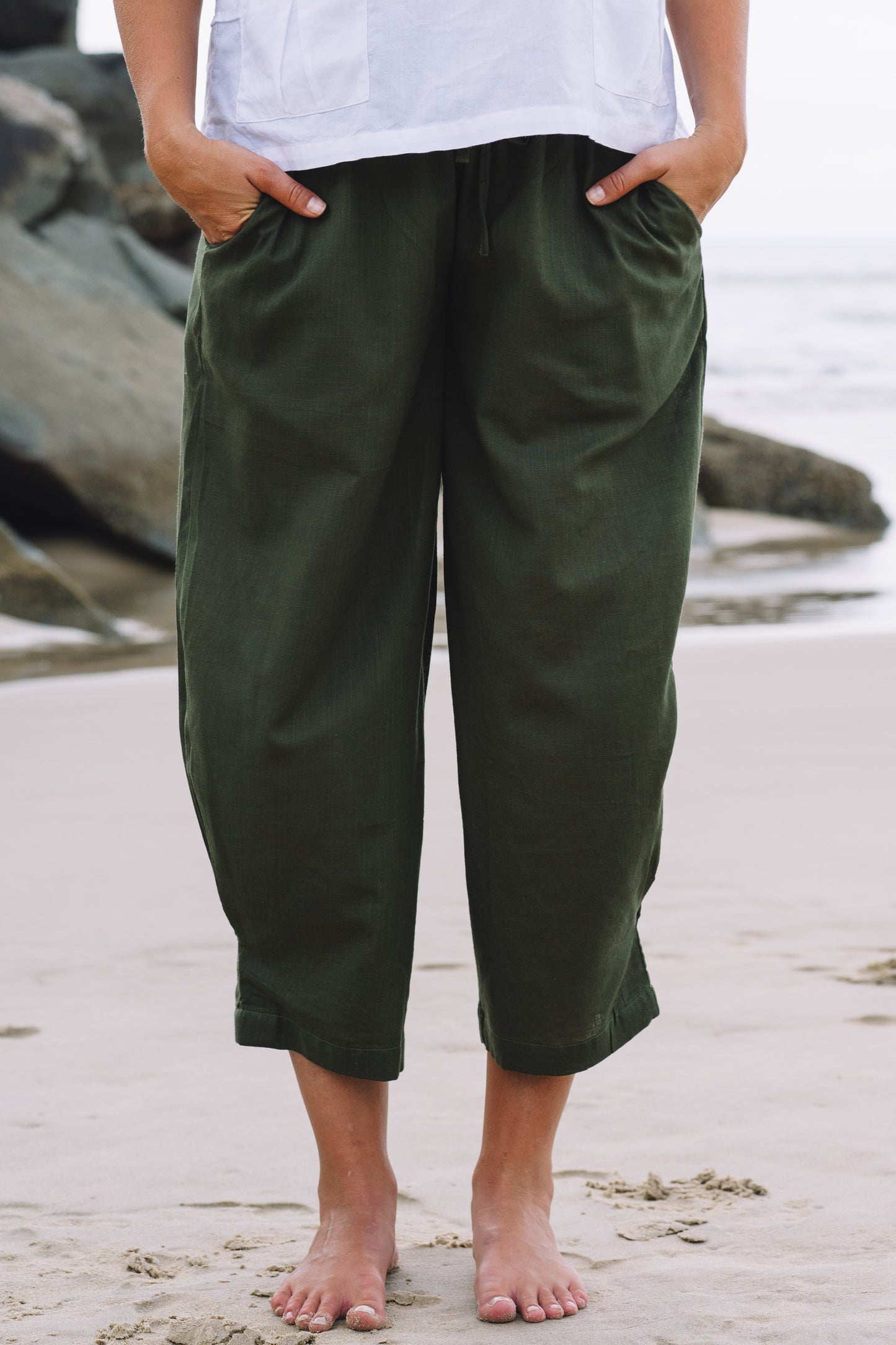 Pant Devi - Deep Olive - Cotton Slub