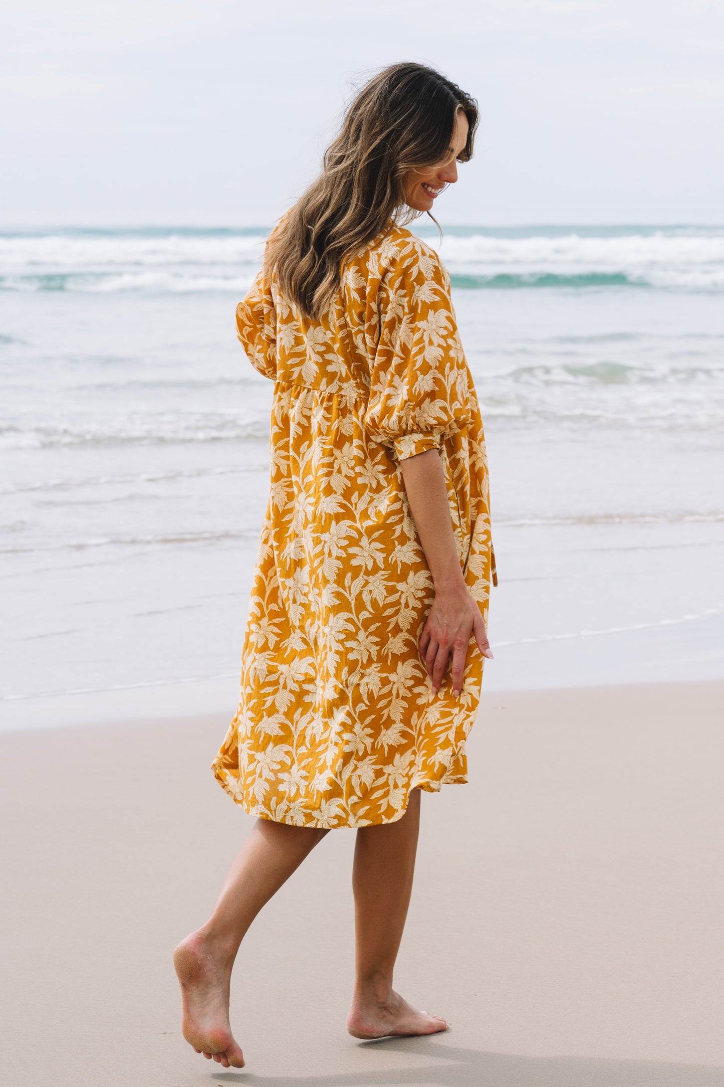 Dress Soleya - Golden Palms Cotton