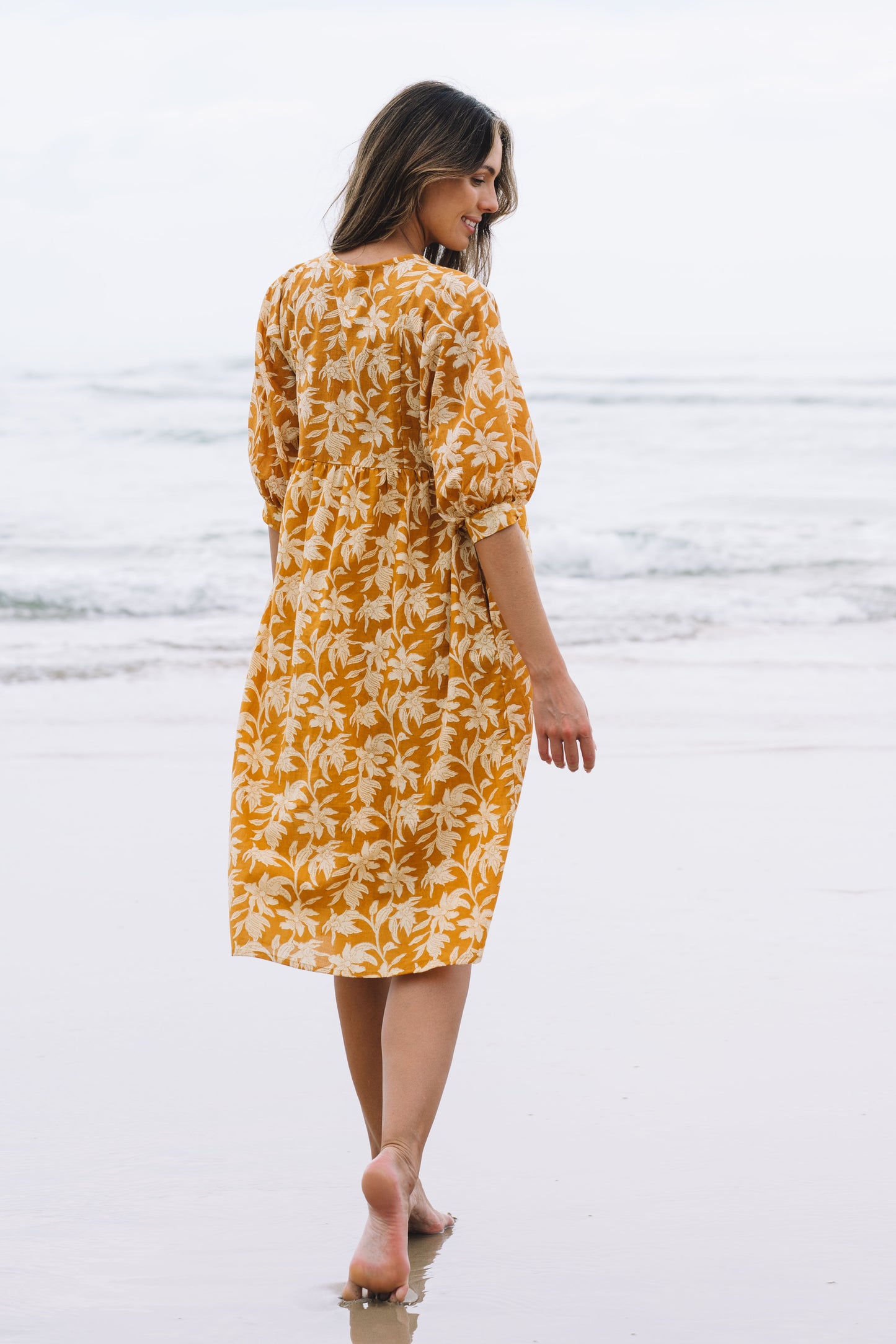 Dress Soleya - Golden Palms Cotton