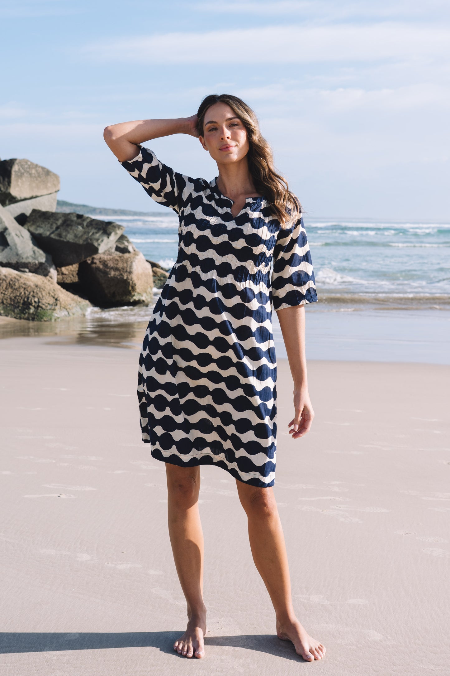 Dress Fleur - Mala Navy and Ecru