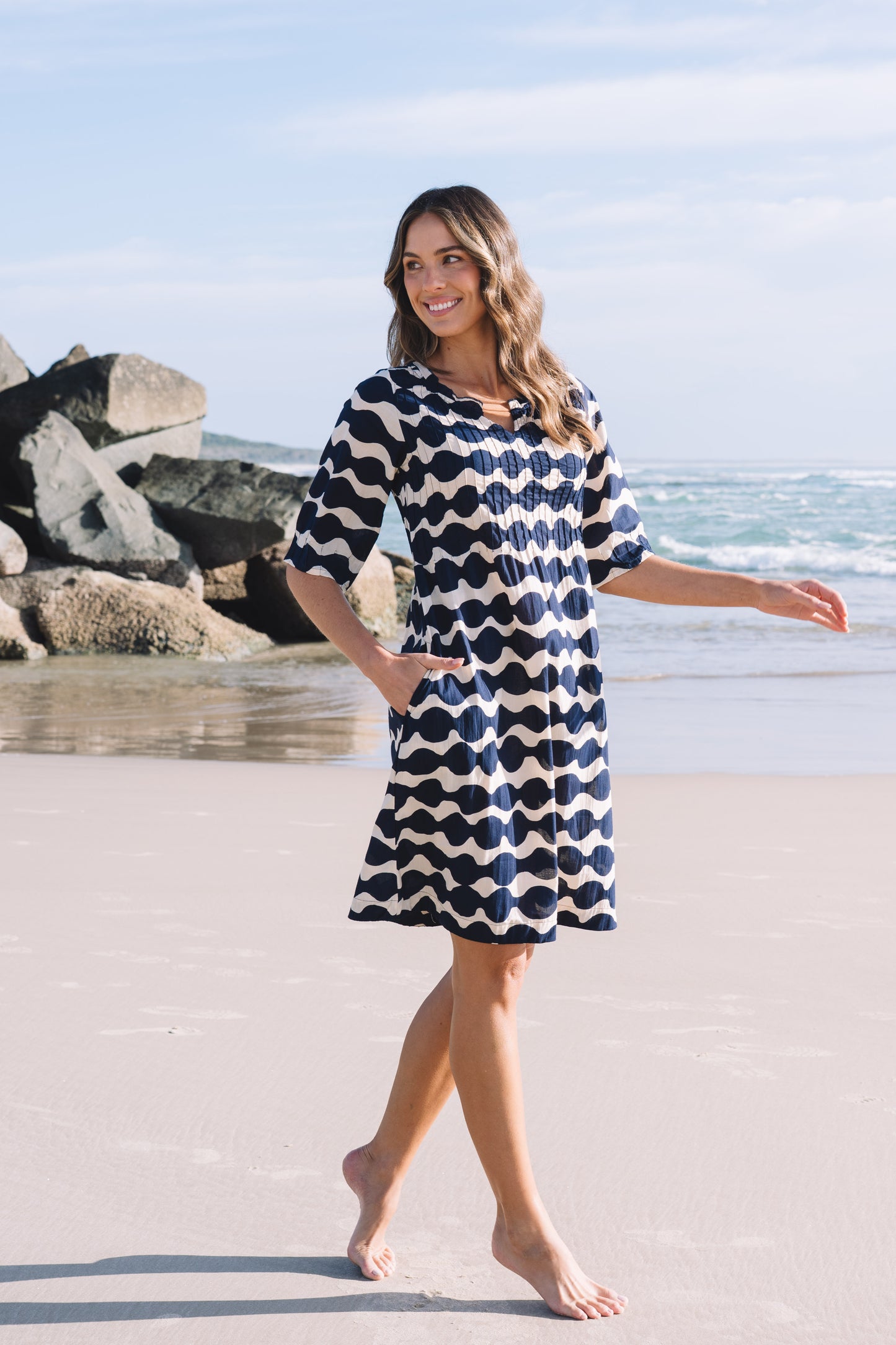 Dress Fleur - Mala Navy and Ecru
