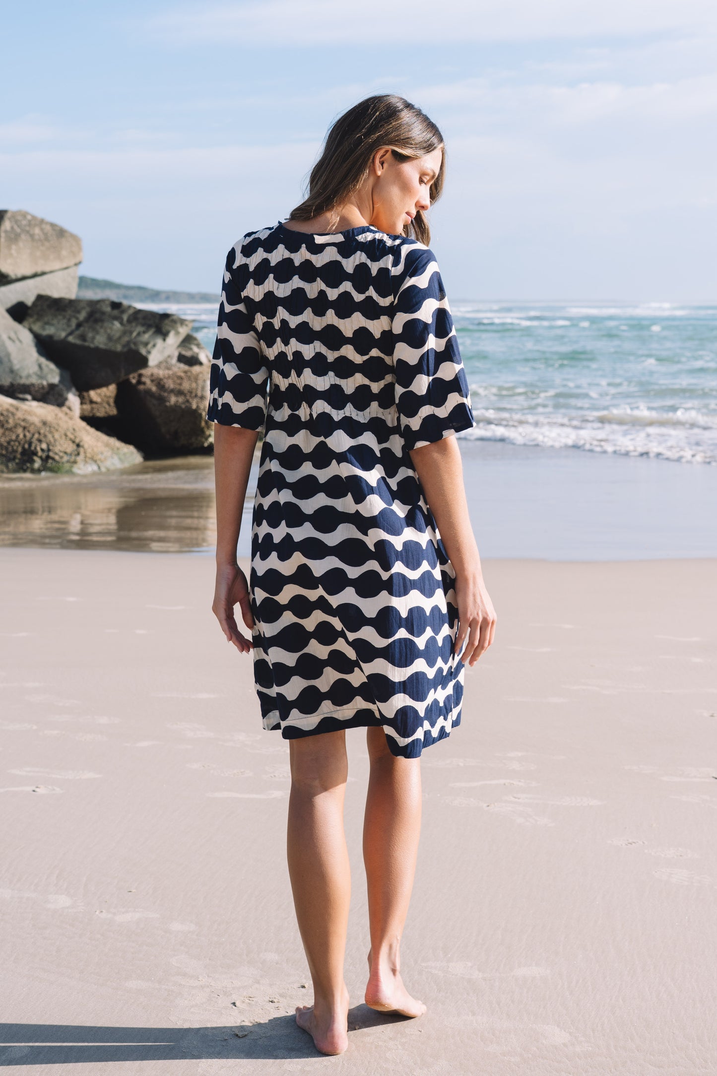 Dress Fleur - Mala Navy and Ecru