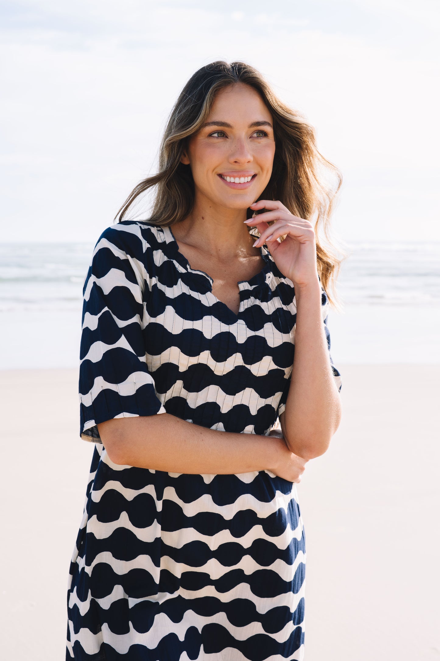Dress Fleur - Mala Navy and Ecru