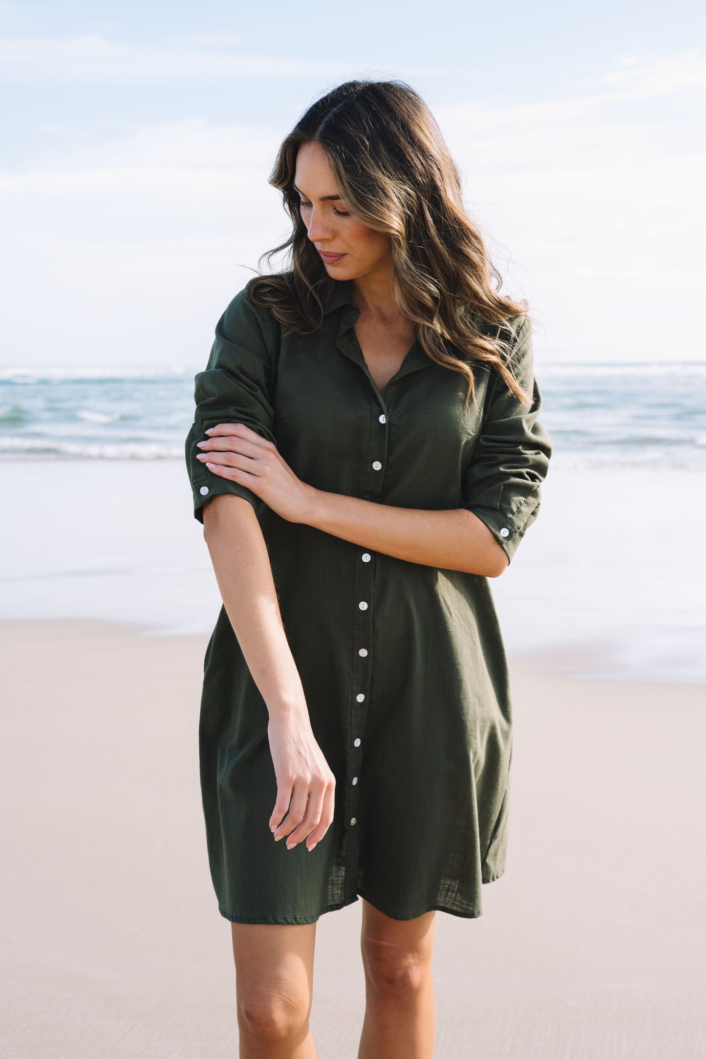 Dress Alix Deep Olive - Cotton Slub
