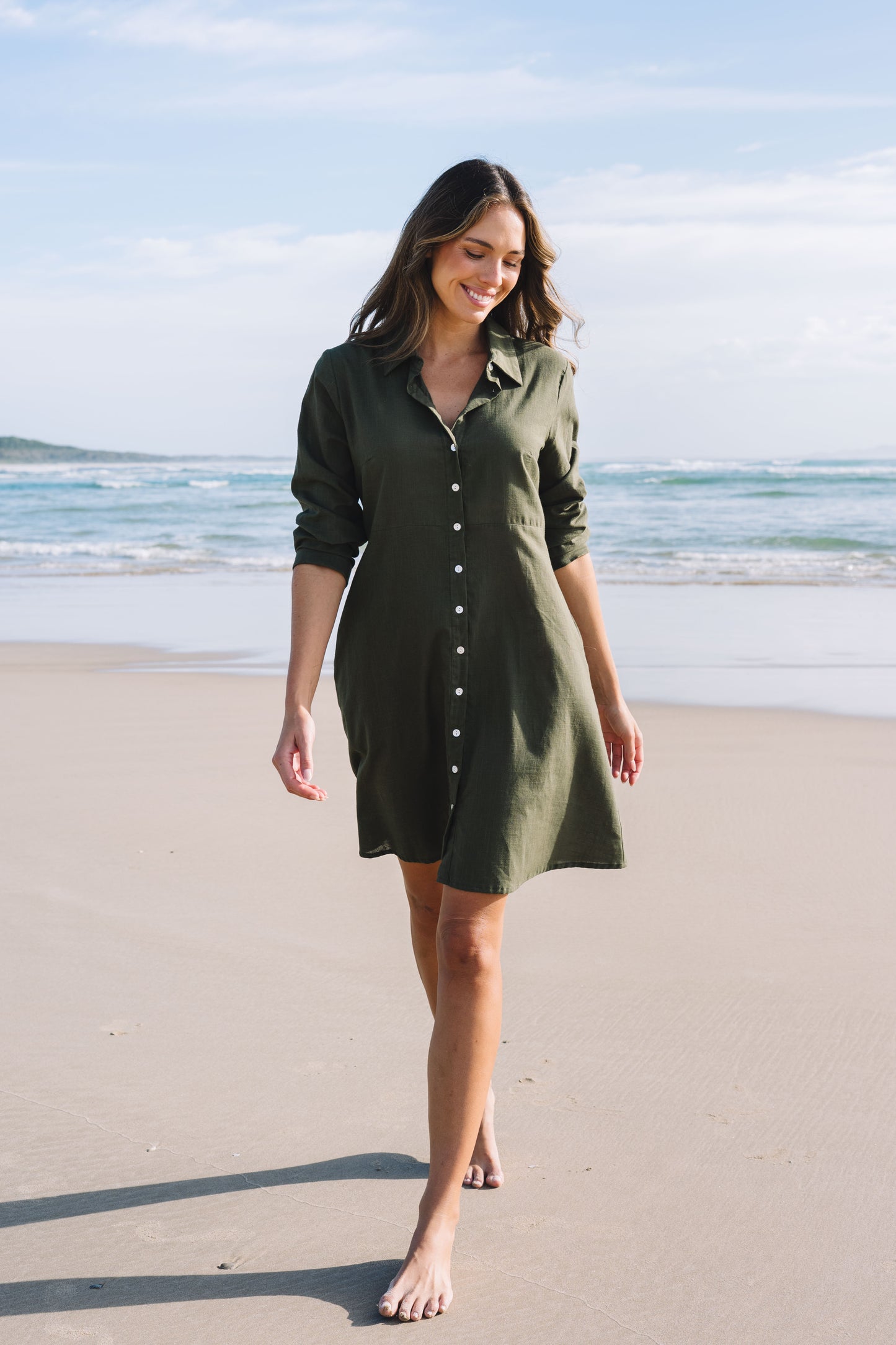 Dress Alix Deep Olive - Cotton Slub