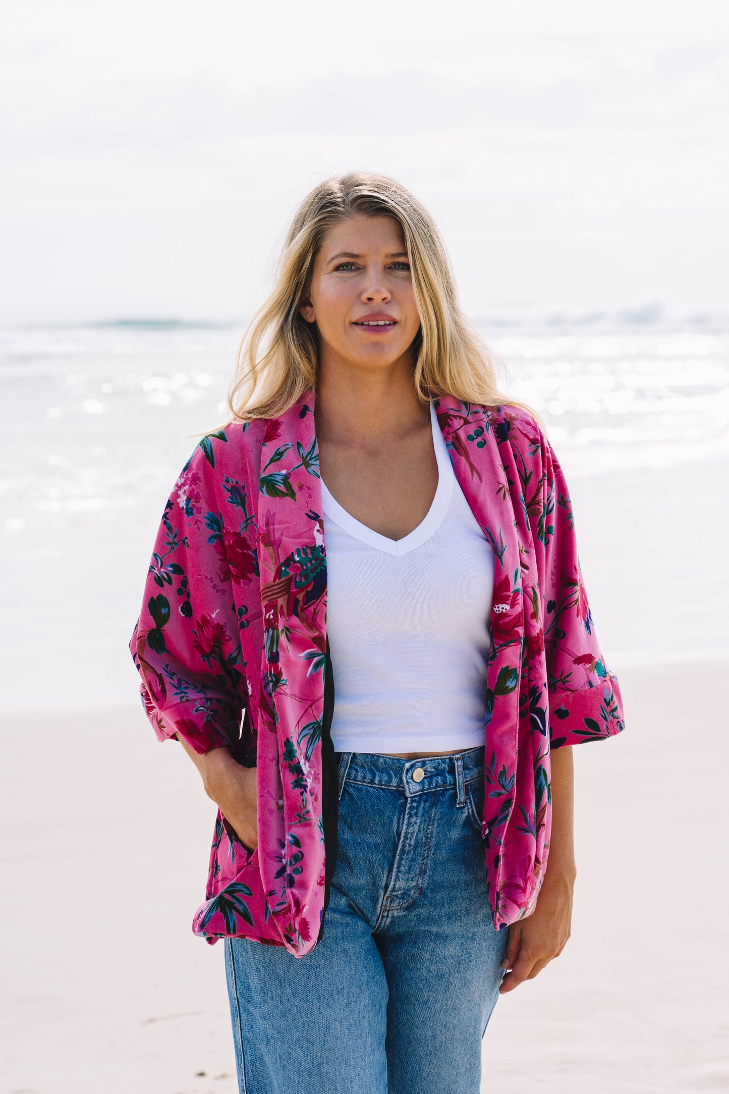 The Velvet Statement Jacket - Bird of Paradise Pink