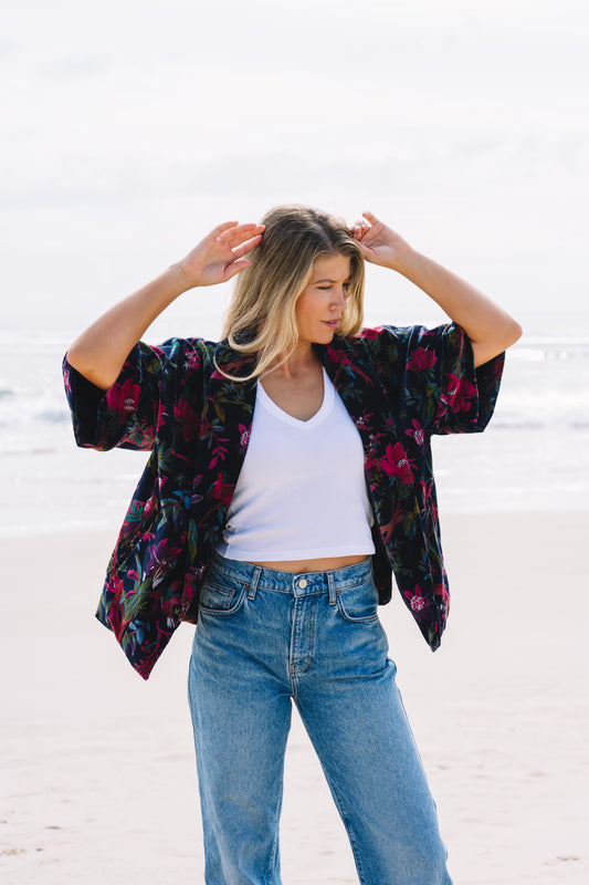 The Velvet Statement Jacket - Bird Of Paradise Midnight Blue